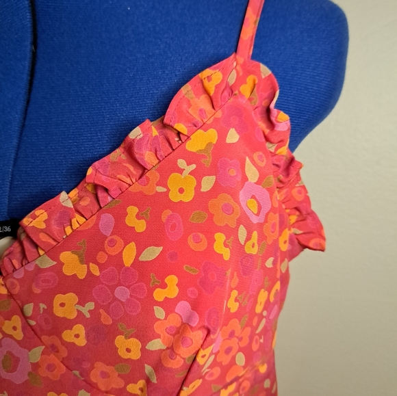 Express Pink Floral Dress Size 8 Spaghetti Summer Sundress Straps EUC Vacation - Picture 10 of 13